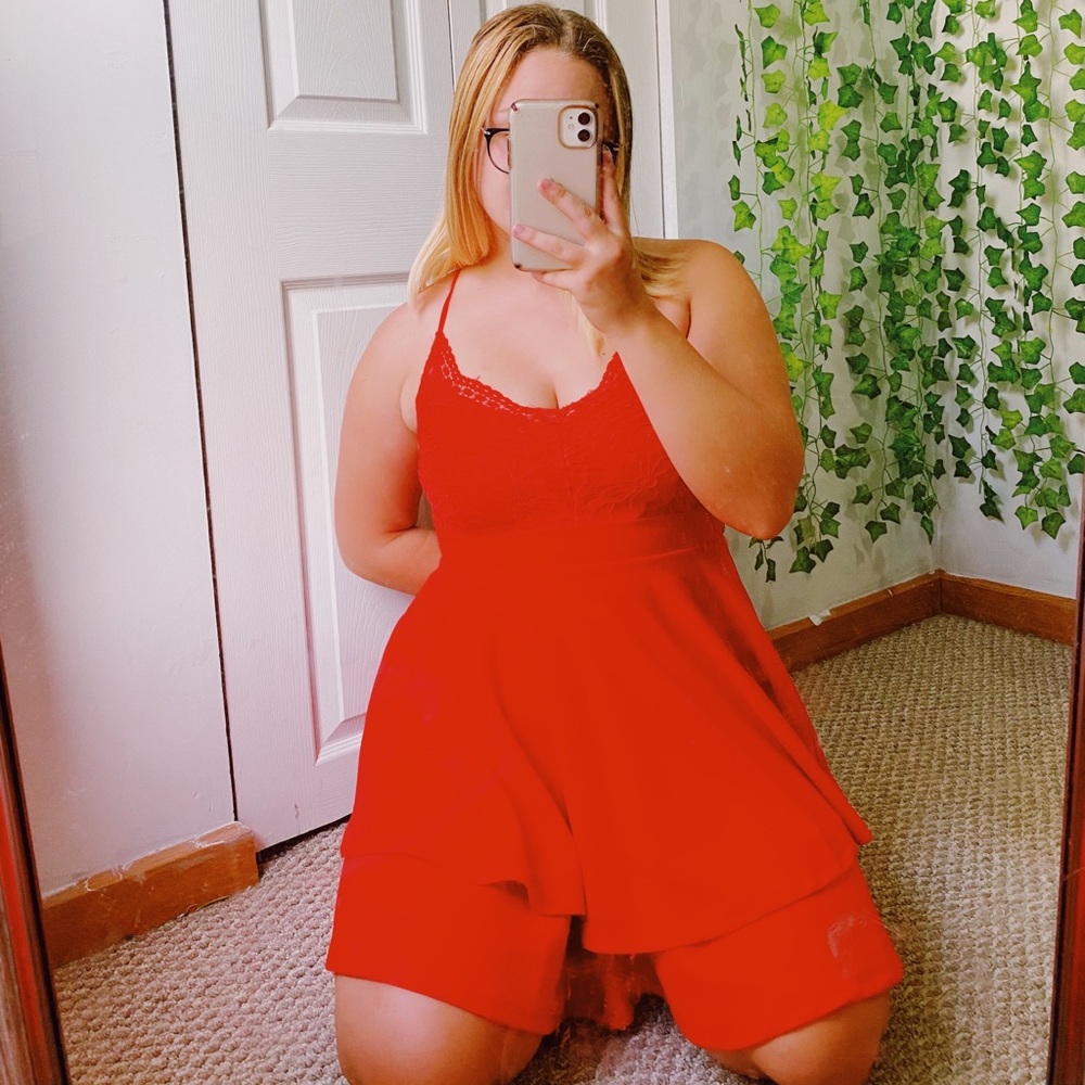 Red Lace Skater Dress
